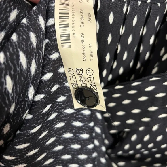 Massimo Dutti Dress Womens 2 Black White Diamond Checkered Print Button Front - Picture 14 of 15